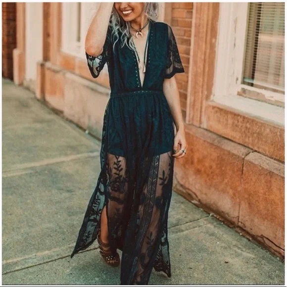 slim fit dress slacks Carolina Crimson Lace Maxi Dress main image 1